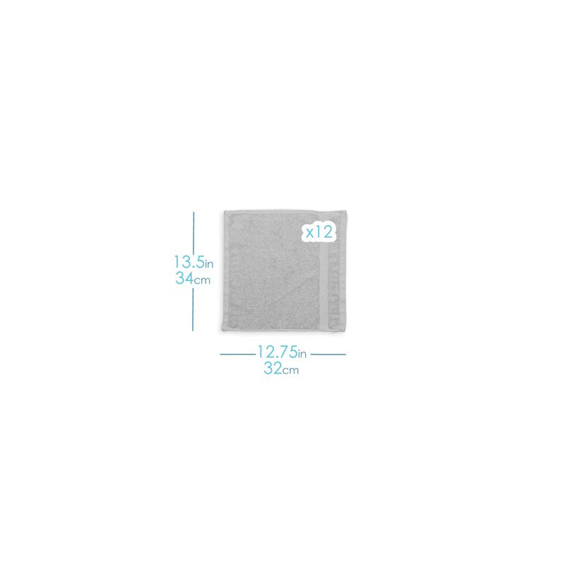 Bath Towels Set 10 Pc - Gray, 2 Body, 2 Hand Towels & 6 Washcloths - Soft & Absorbent Cotton
