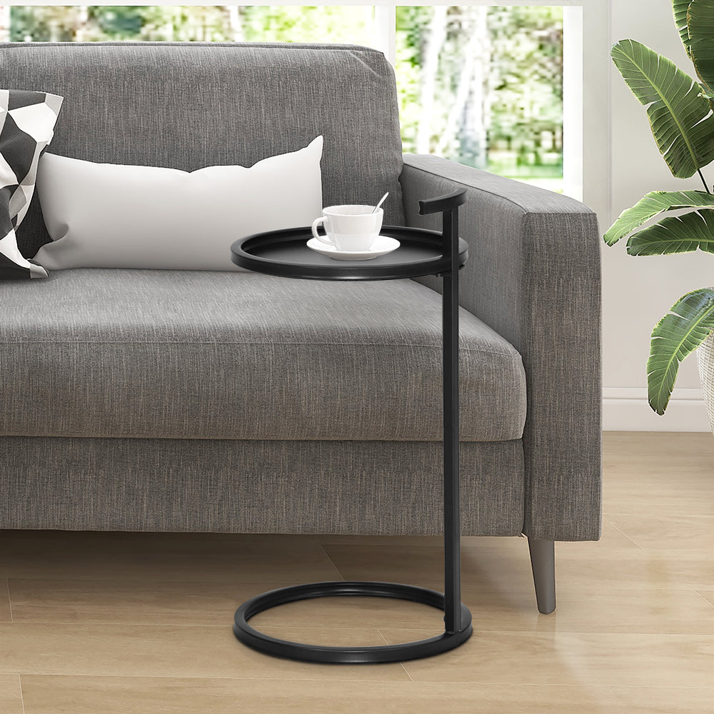 Portable Metal Round End Table - 12" Diameter, C-Design