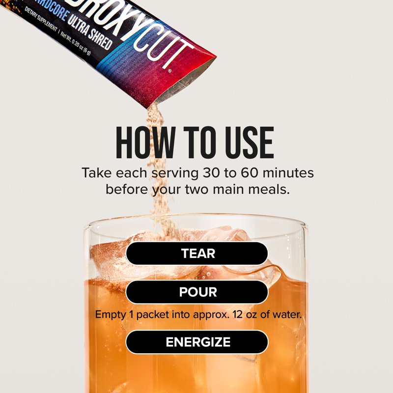 Weight Loss Drink Mix - Hydroxycut Hardcore Ultra Shred, 20 Sticks - Tangerine Mimosa