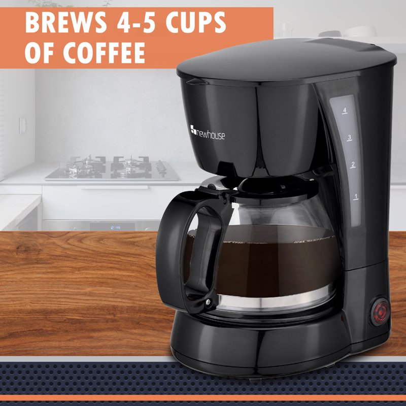 5-Cup Electric Coffee Maker with Reusable Mesh Filter & Auto Shut-Off