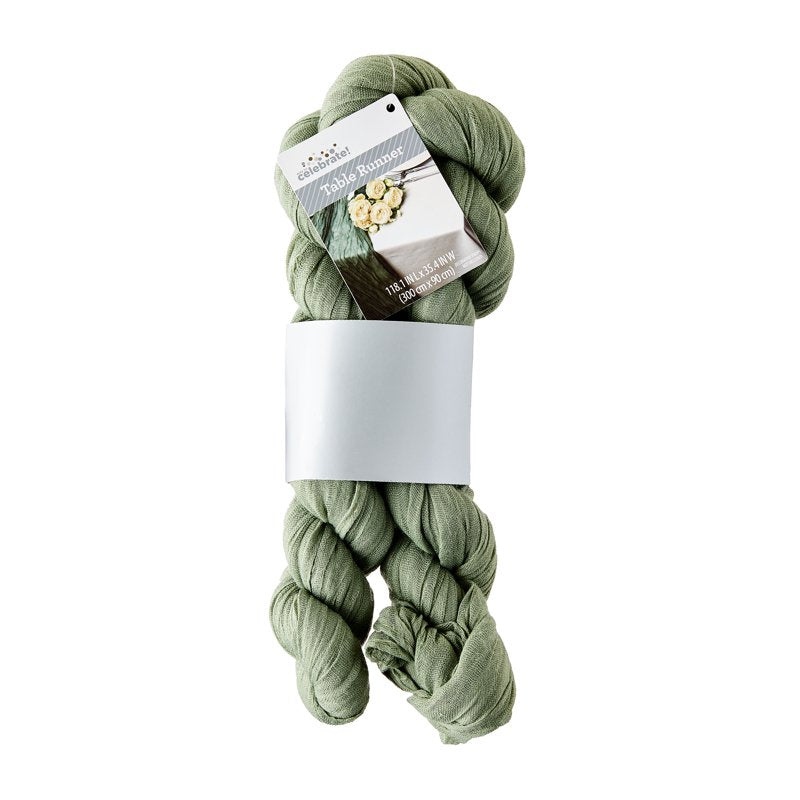 Sage Green Gauze Cheesecloth Table Runner - 10 Feet