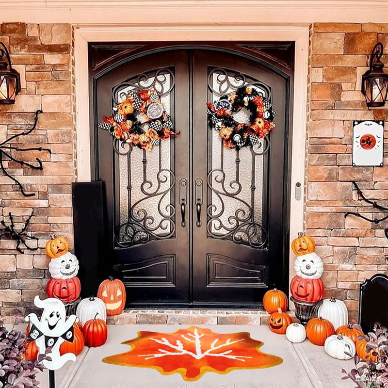 Halloween Pumpkin Rug - 15.75x23.62in Fall Decorative Floor Mat for Living Room & Kitchen - Orange D