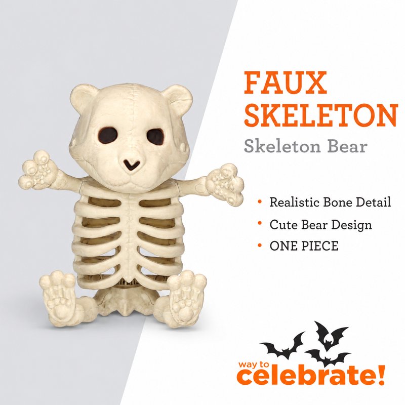Faux Skeleton Bear Halloween Decoration - 5.2 Inches, Spooky & Whimsical