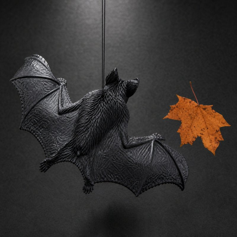 Realistic Hanging Black Bat Ornament - Spooky Halloween Decor, Variation 1#F