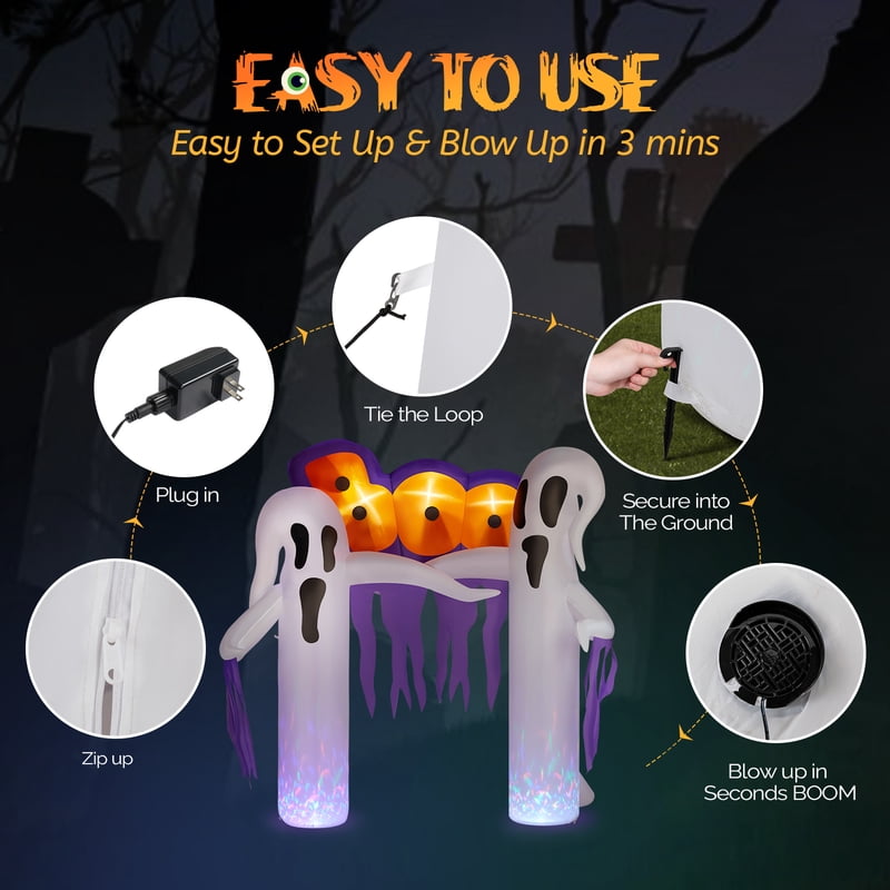 10 FT Halloween Inflatable Ghost Arch Outdoor Decoration with LED Lights