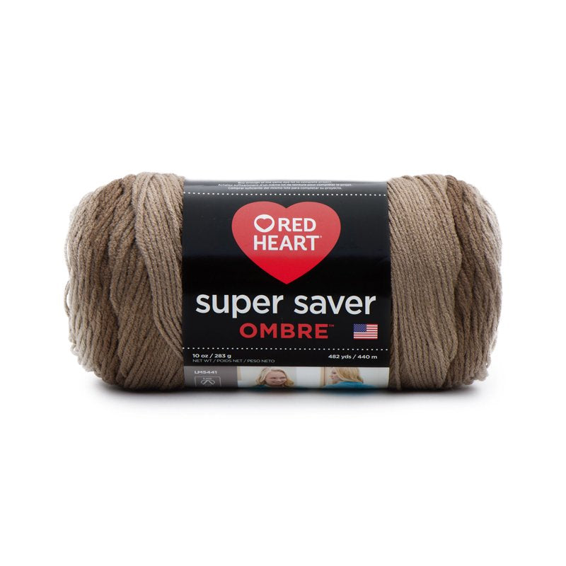 (2 Pack) Red Heart Ombre Yarn in Cocoa - Gradient Acrylic Crafting Yarn