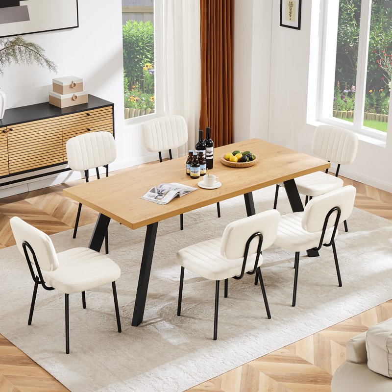 Modern Faux Leather Dining Chairs Set of 2 - White