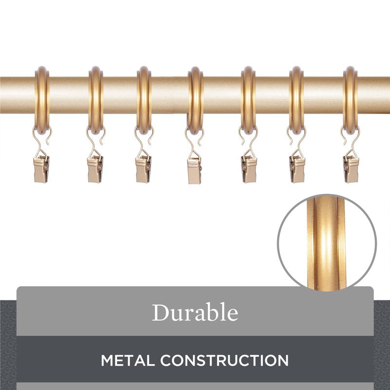 Gold Metal Curtain Clip Rings Set of 7 for 1-Inch Rods