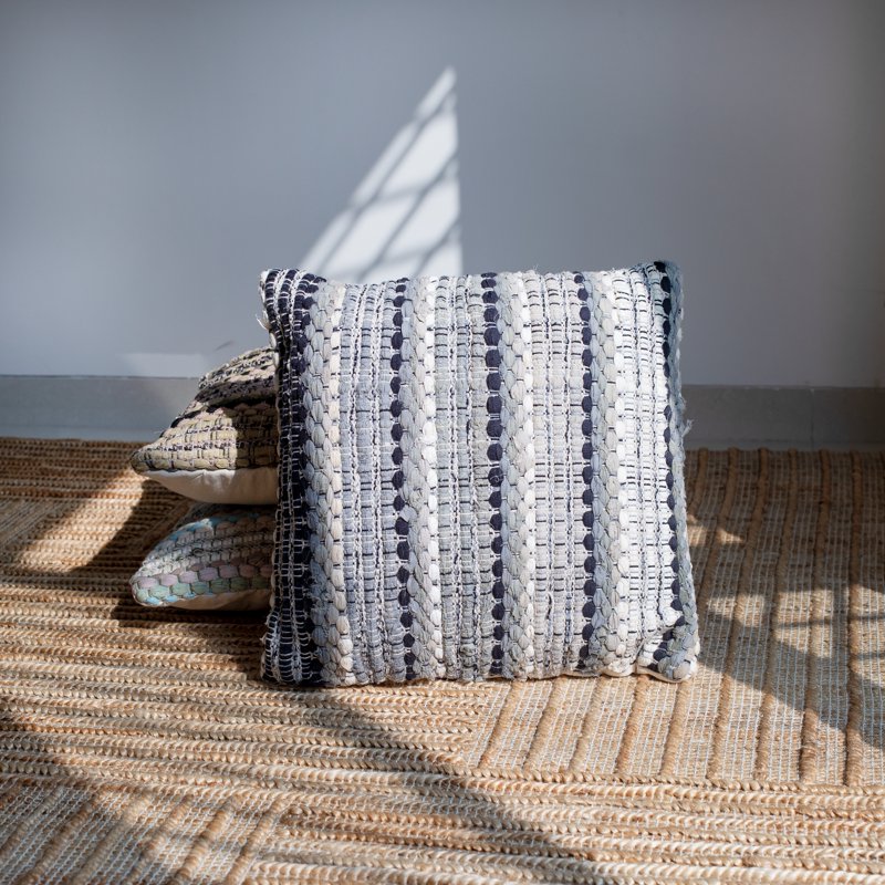 Black/Gray Striped Cotton Blend Throw Pillow - 18x18 Inch Adult Decor - Variation of THIS listing