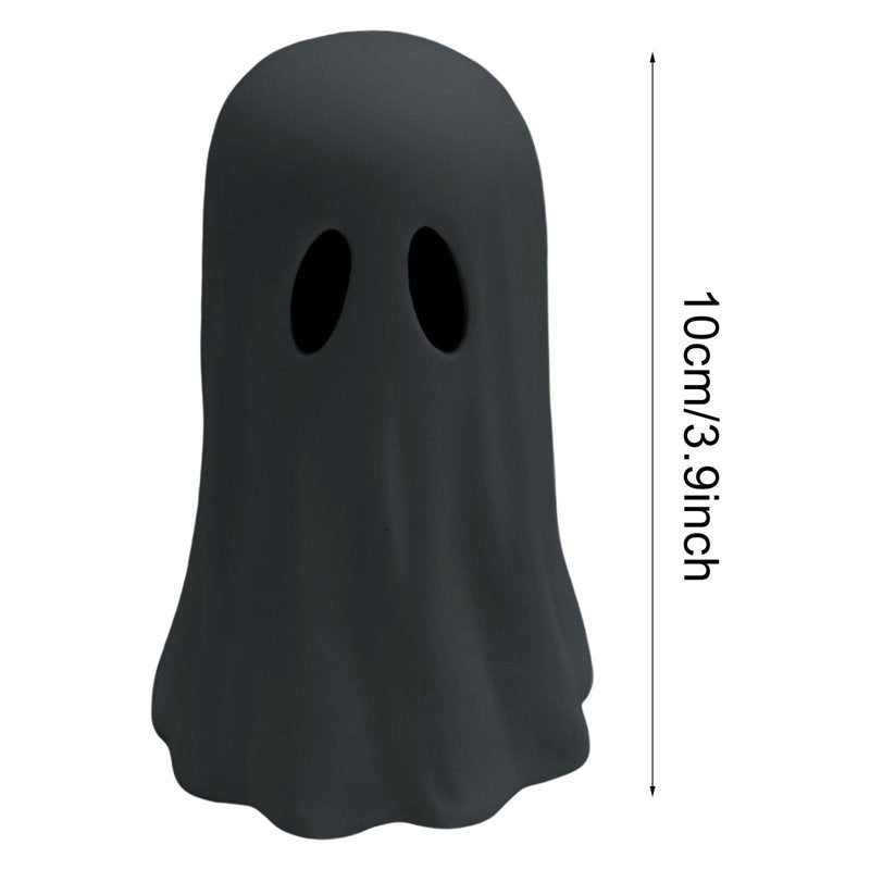 Halloween Ghost Figurine - 10cm Black Spooky Resin Decor for Mantel & Tabletop - Variation K