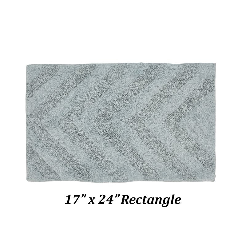 Blue 17x24 Inch Cotton Bathroom Rug - Non-Slip Water Absorbent Bath Mat