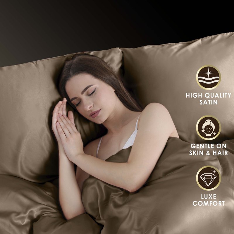 Gold Satin Pillowcases - 2 Pack Standard Silky Sleep & Hair Care