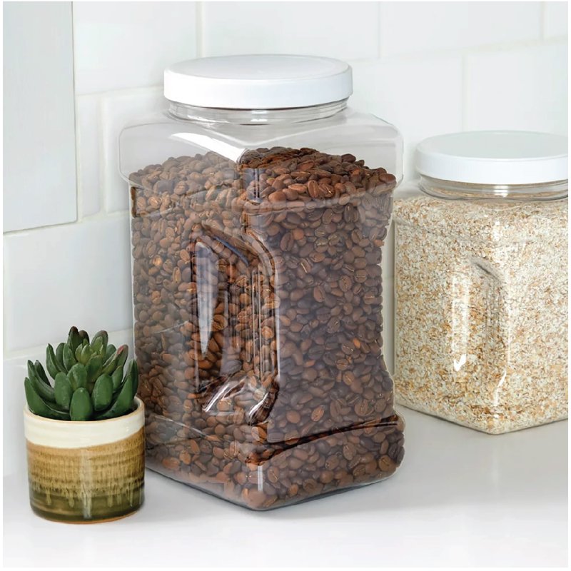 4-Quart Clear Plastic Canister with White Twist-Top Lid - 1 Each