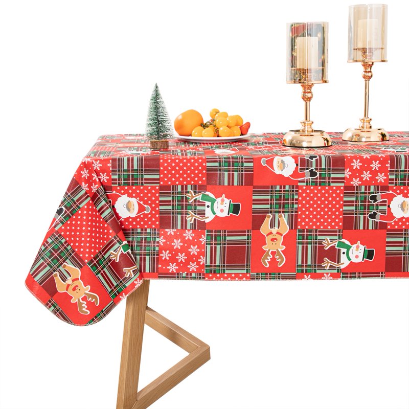 Waterproof Rectangle Christmas Tablecloth 52x70in - Red