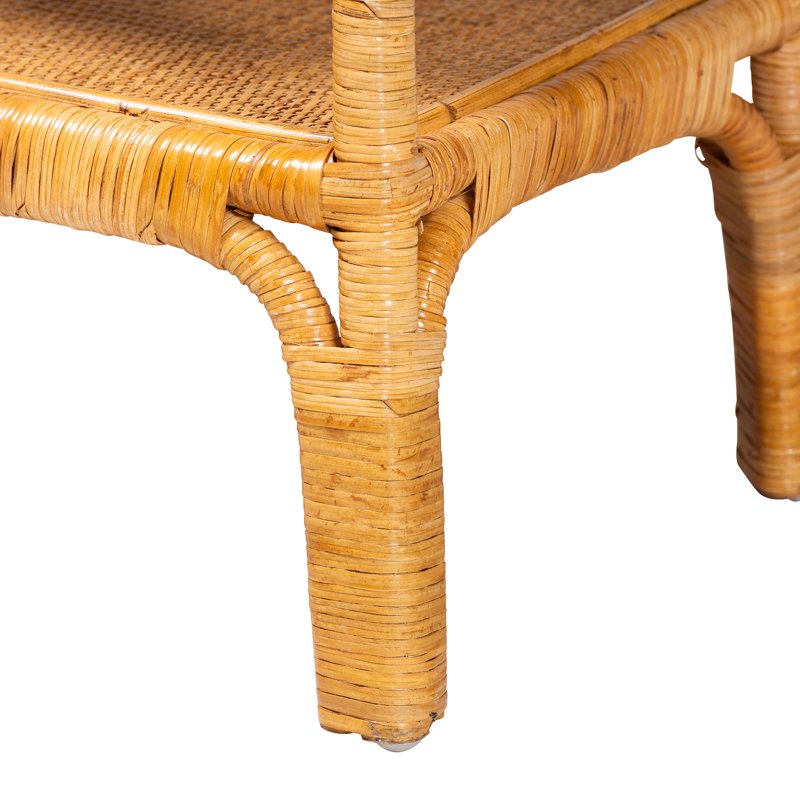 Bohemian Console Table - Handcrafted Natural Rattan, 2-Tier