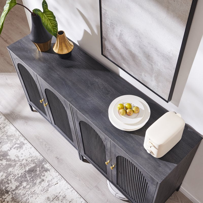 Wooden Buffet Cabinet with Storage - 34" Tall, Grey