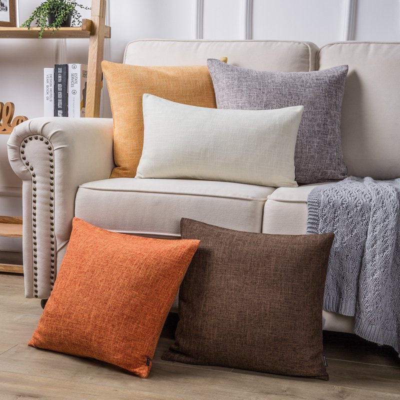 Square Faux Linen Throw Pillow Set - Green, 22x22 Inches, 2 Pack