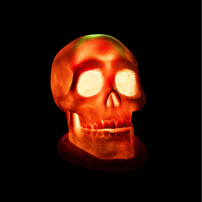 Large Halloween LED Skull Aquarium Decor - White Ghoulish Pet Habitat Light