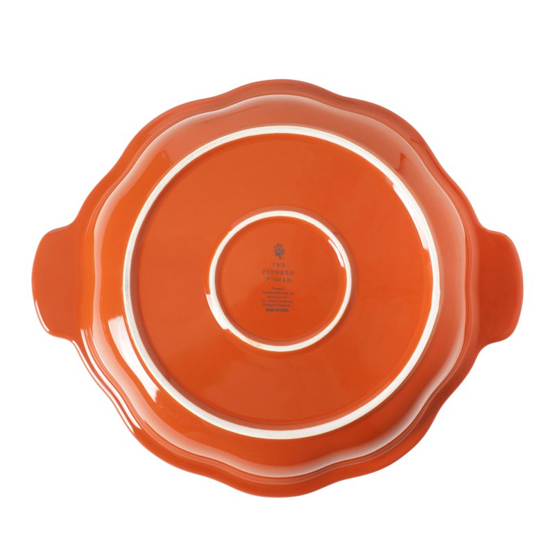 10-Inch Orange Pumpkin Pie Dish with Lid - Ceramic Bakeware