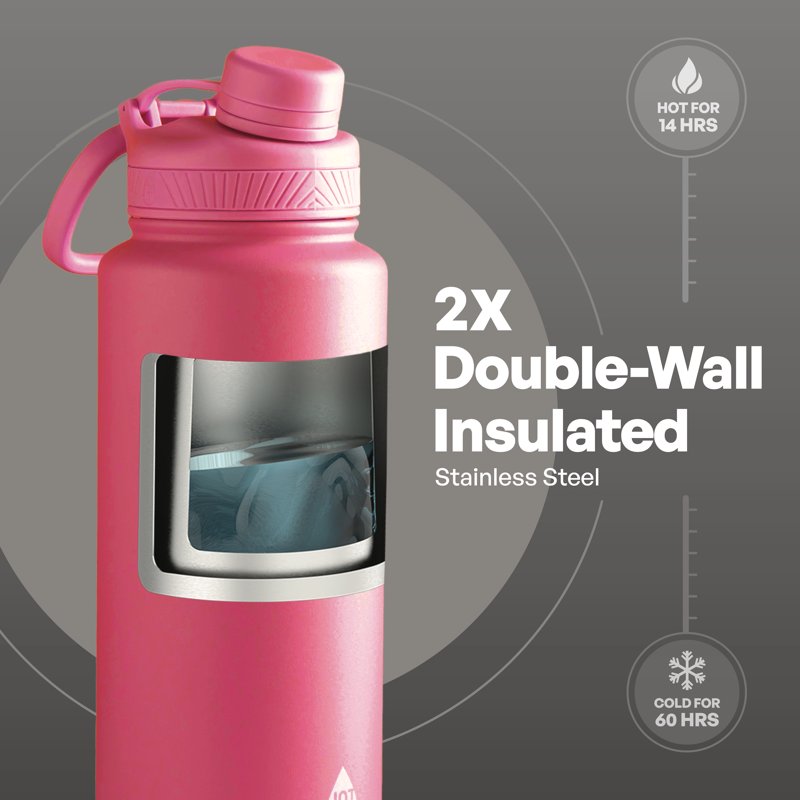 40 oz Stainless Steel Ranger Water Bottle - Bright Pink, 8 Pack