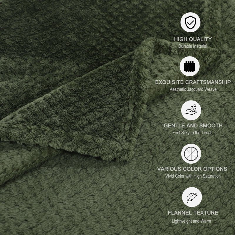 Flannel Fleece Velvet Blanket - 30x40 Inch, Army Green, Soft Warm Throw