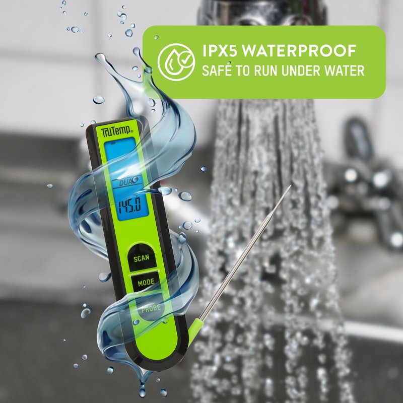 Dual Function Infrared Digital Thermometer with Meat Probe - Green