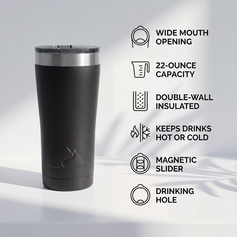 22 oz Vacuum-Insulated Stainless Steel Tumbler - Black
