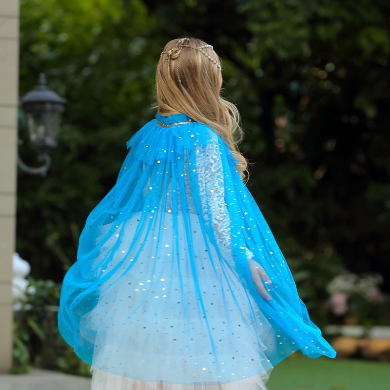 Blue Princess Dress Up Costume Set with Crown & Jewelry - M Size