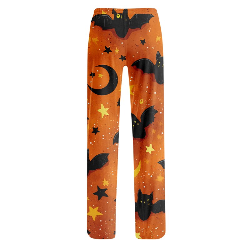 Yellow Breathable Halloween Pajama Bottoms for Women Cozy Lounge Pants M