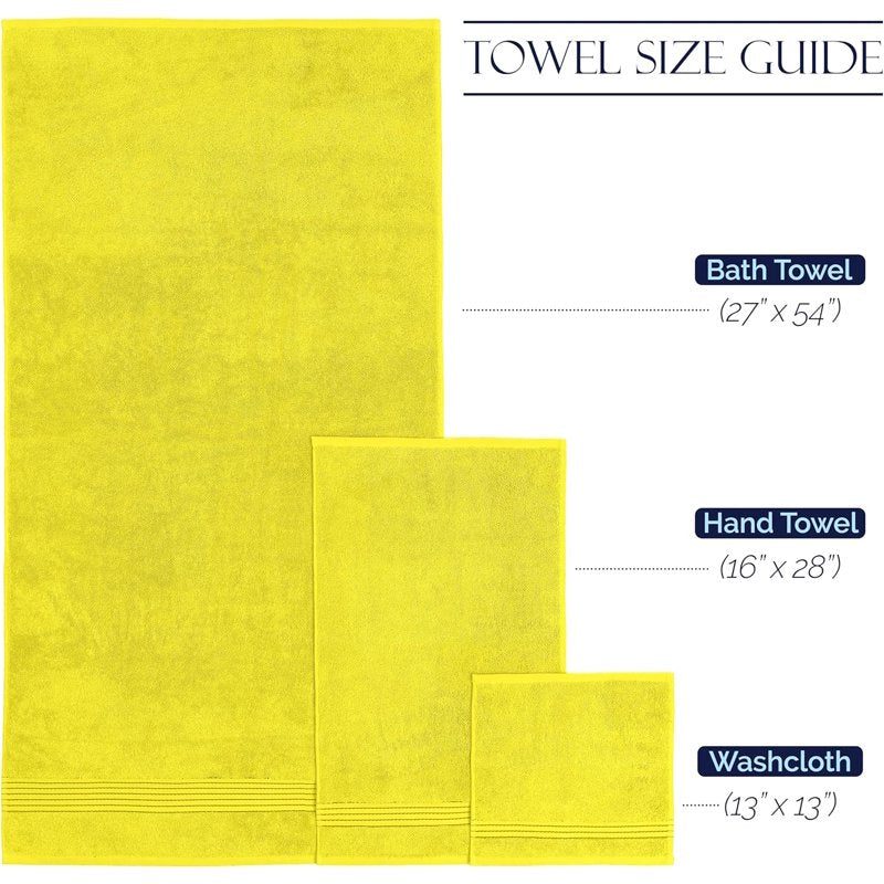 Yellow Turkish Cotton Bath Towel Set 6 Pcs - Soft & Absorbent Luxury Towels