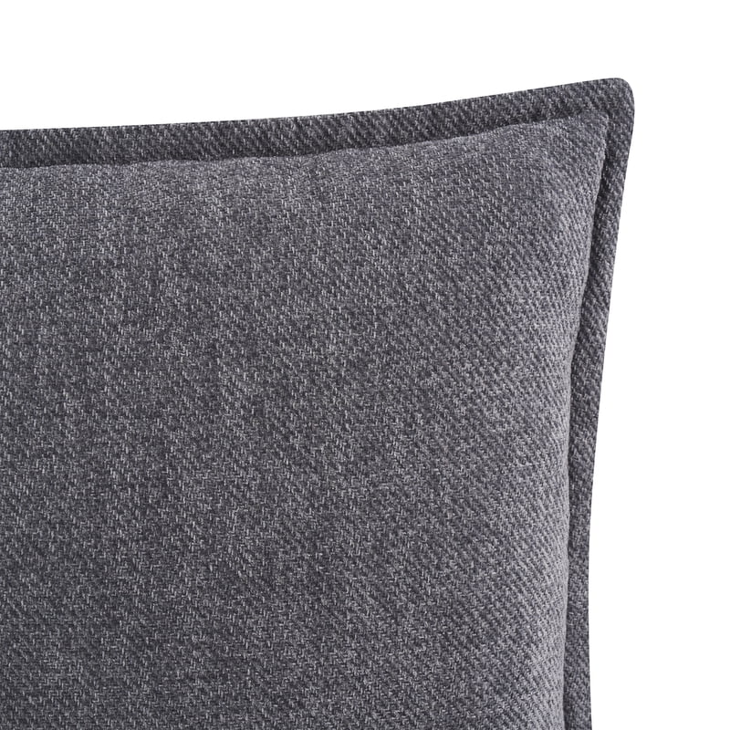 Gray Chenille Flanged Decorative Throw Pillow 22x22 - Set of 2