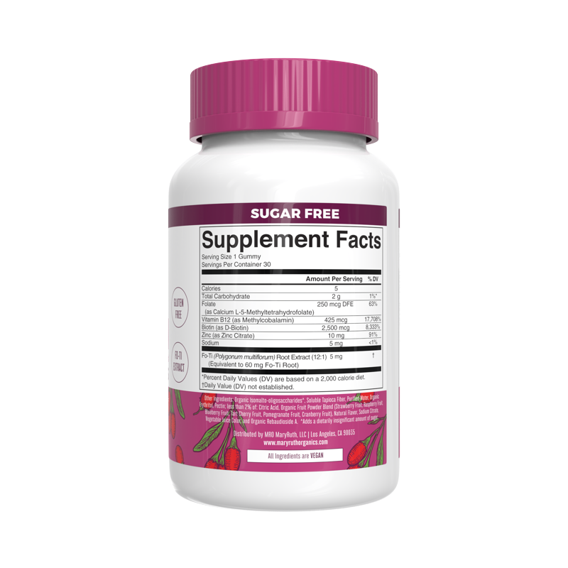 Biotin Gummies for Hair, Skin & Nails - Sugar-Free Goji Berry, 30 Count