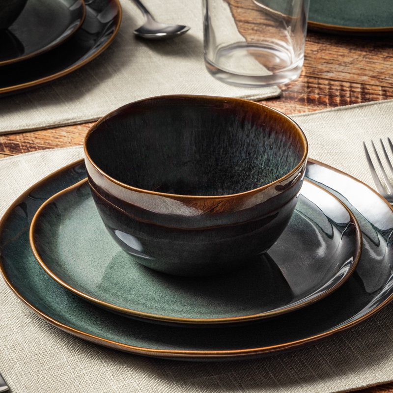 Reactive Ceramic Cereal Bowl - 2 Pack with Rustic Design