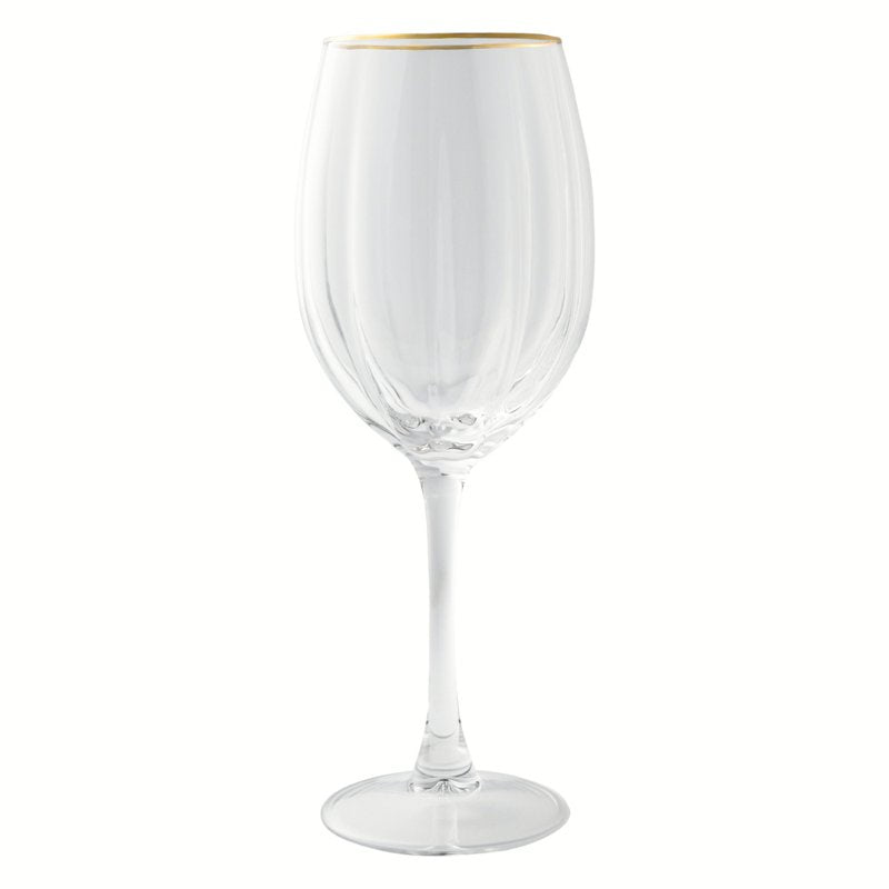 Scalloped Wine Glasses Set with Gold Rim - 4 Piece