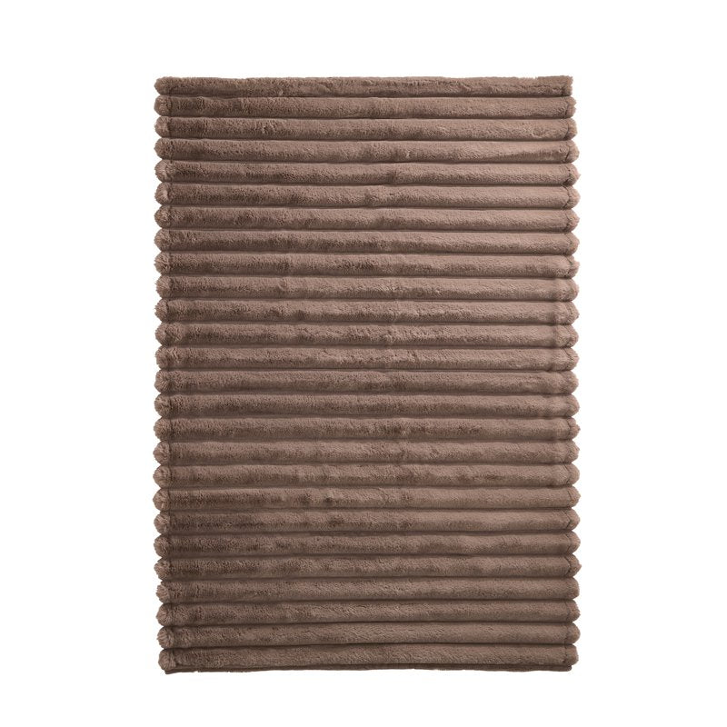 Reversible Faux Fur & Micromink Throw Blanket - Channel Pattern, 50 x 72 in - Channel Brown Basket