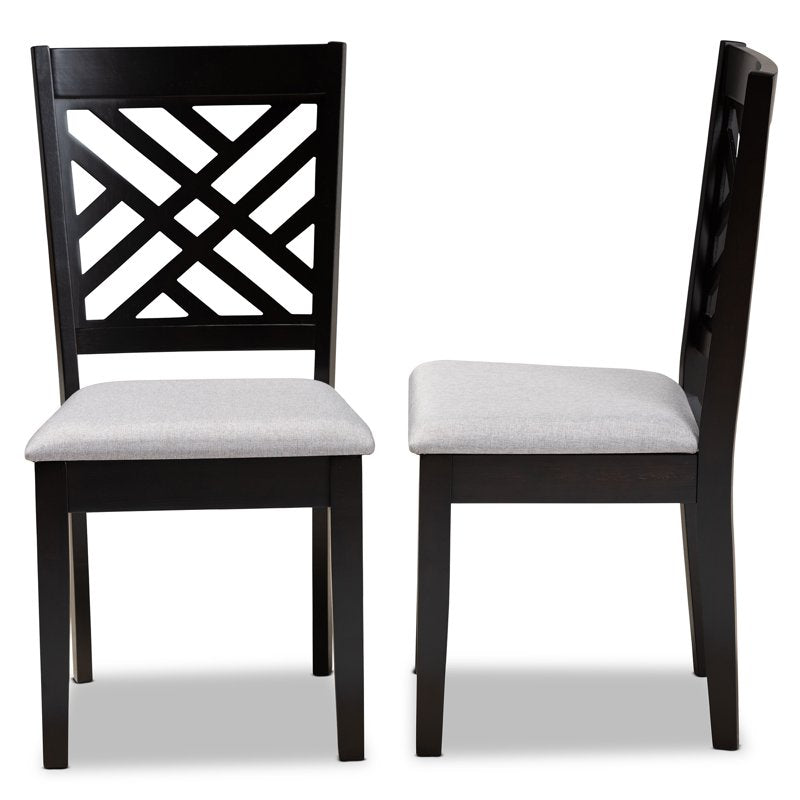 Modern Grey Upholstered Dining Chair Set - Espresso Finish - 2-Piece