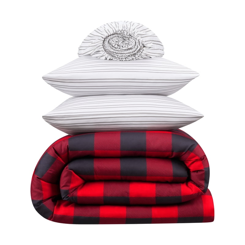 Full Red Buffalo Check 7-Piece Bedding Set - Serta Simply Clean