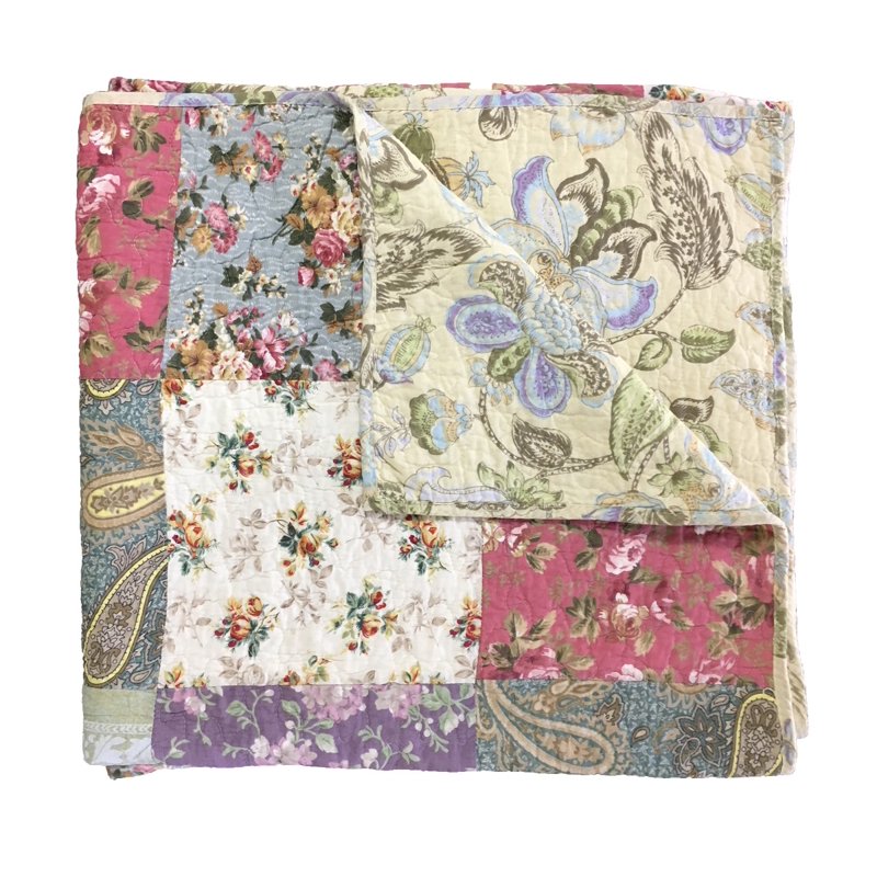 Full/Queen Reversible Cotton Quilt Set with Pillow Shams - Blooming Prairie