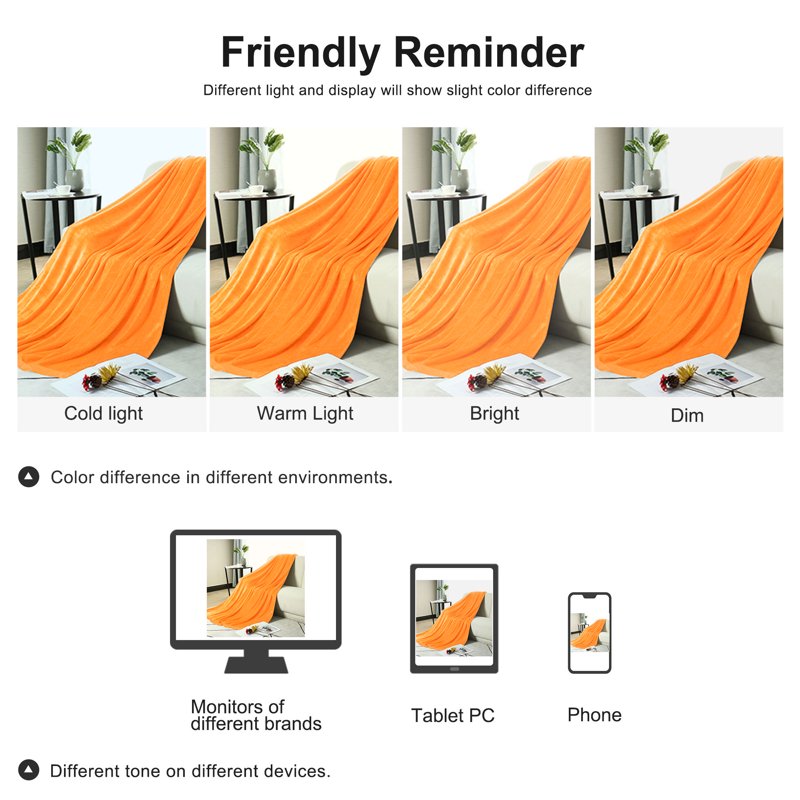 Full Size Orange Flannel Fleece Blanket Soft Wide Hemmed - Unique Bargains