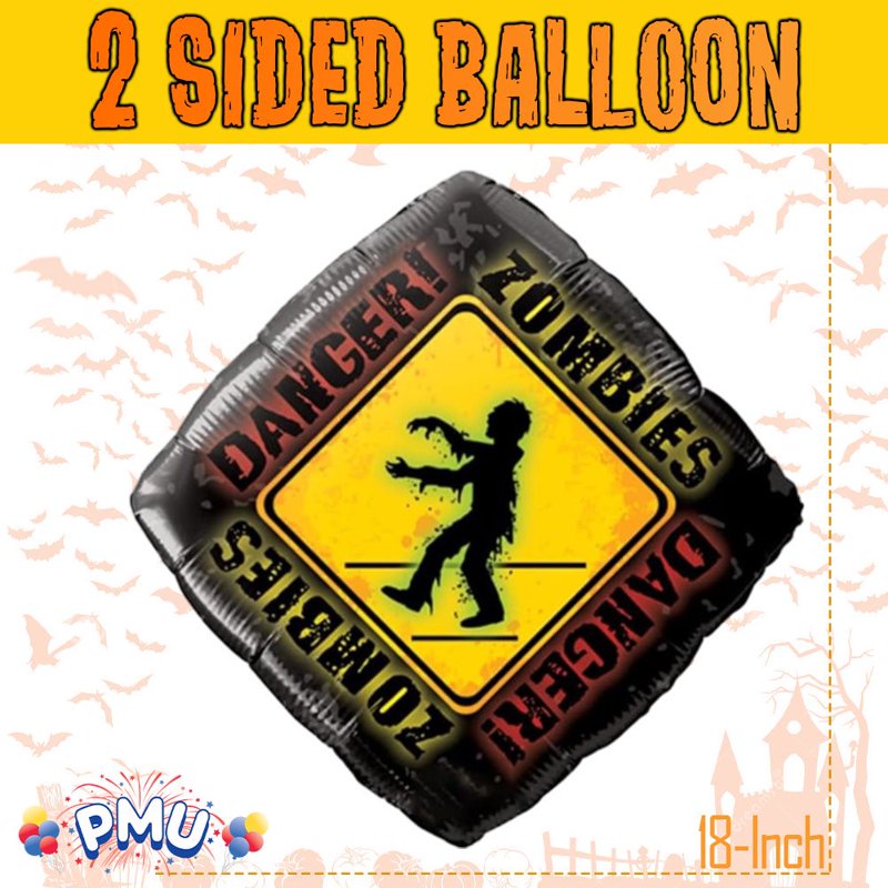Halloween Zombies Crossing 18-Inch Mylar Balloon Pack - Danger Zombies Variation of THIS Listing