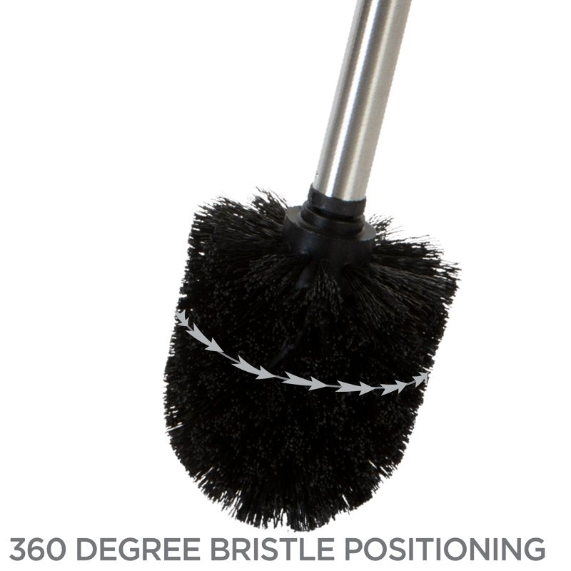 Self-Closing Toilet Brush and Holder Set - Grey, 2 Pack | Hygienic Stainless Steel Design