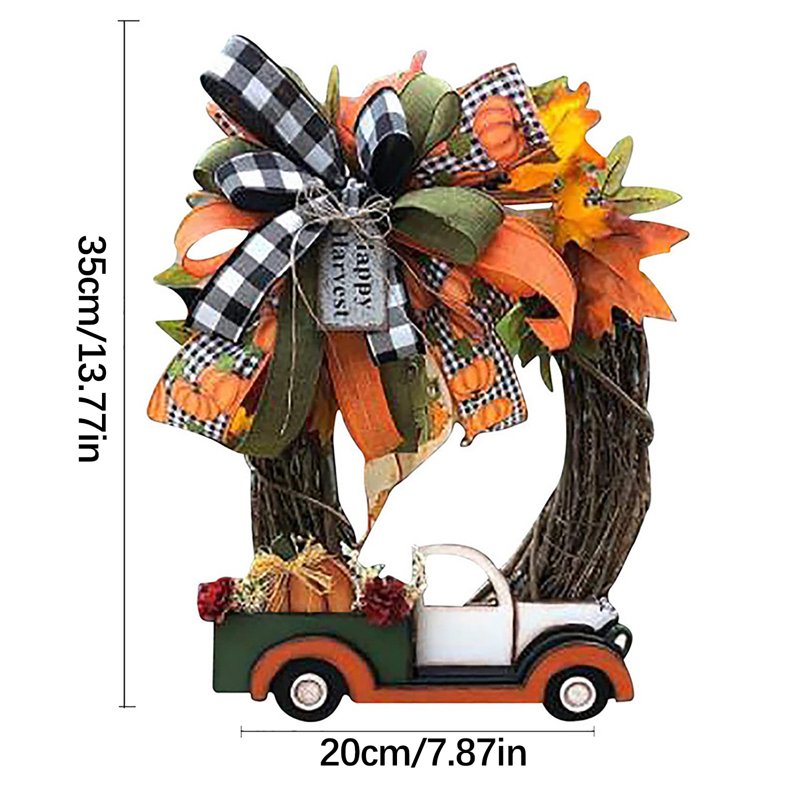Thanksgiving and Halloween Wreath - Fall Door Decor 12x12 Inch