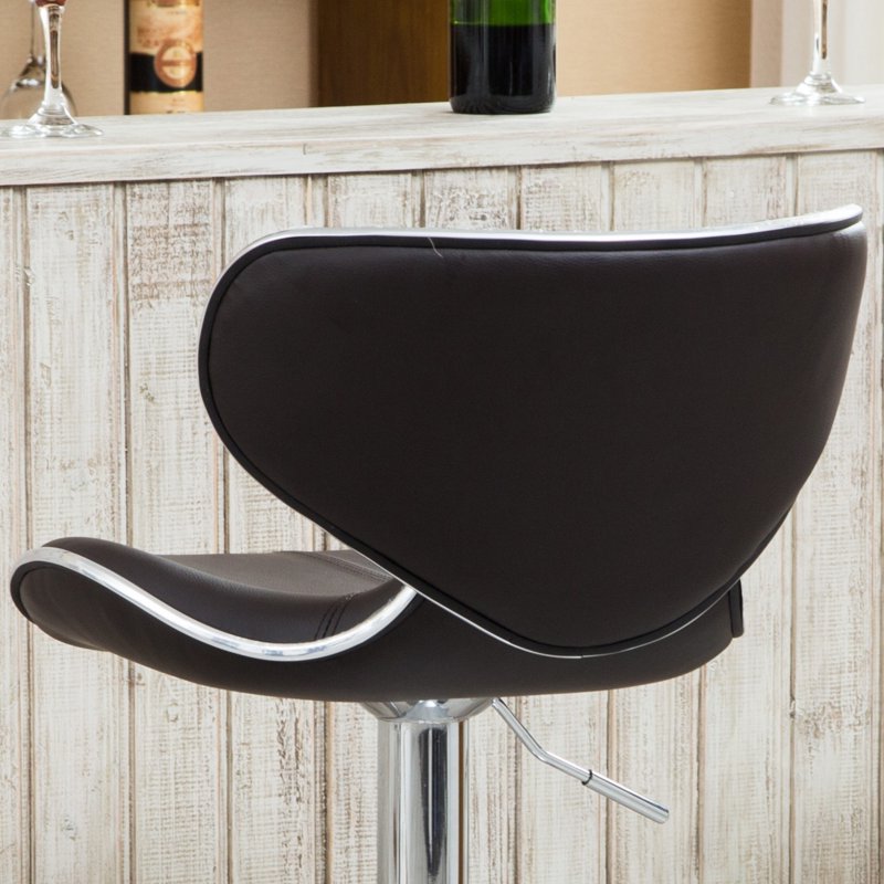 Adjustable Swivel Bar Stool with Chrome Base - Brown, Set of 2