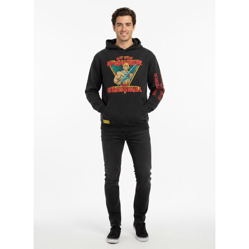 Black Mineral Wash Masters of the Universe Men's Power of Grayskull Hoodie Size L