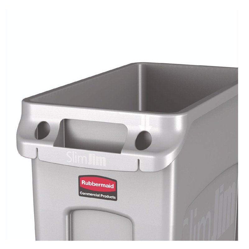 Slim Jim Vented Waste Container - 15.9 Gallon - Gray - 1 Each
