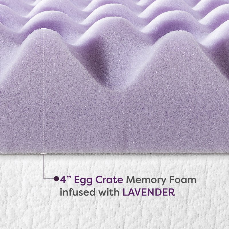 King 4-Inch Memory Foam Egg Crate Mattress Topper with Lavender Infusion