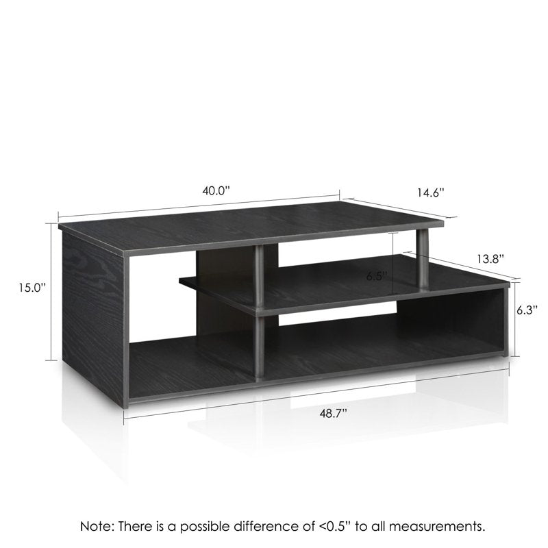 Low-Rise TV Stand with Open Shelves - Black, 44" TV Capacity