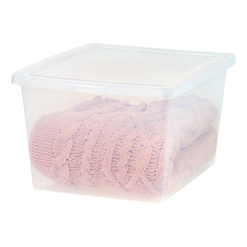 IRIS 25 Qt Clear Storage Box 4 Pack - Stackable Plastic Bin with Lid, Model 24.5 Qt