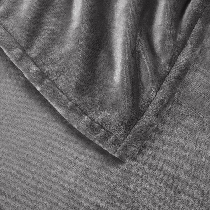 King Heated Blanket with Dual Controllers - Dark Grey Plush Electric Throw