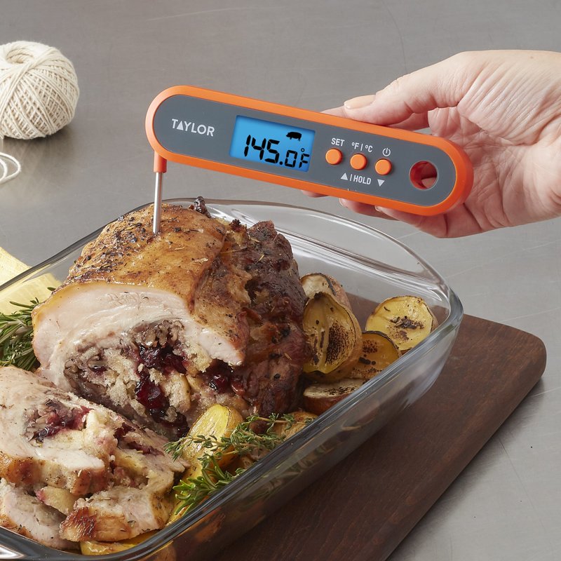 Programmable Waterproof Digital Meat Thermometer - Orange